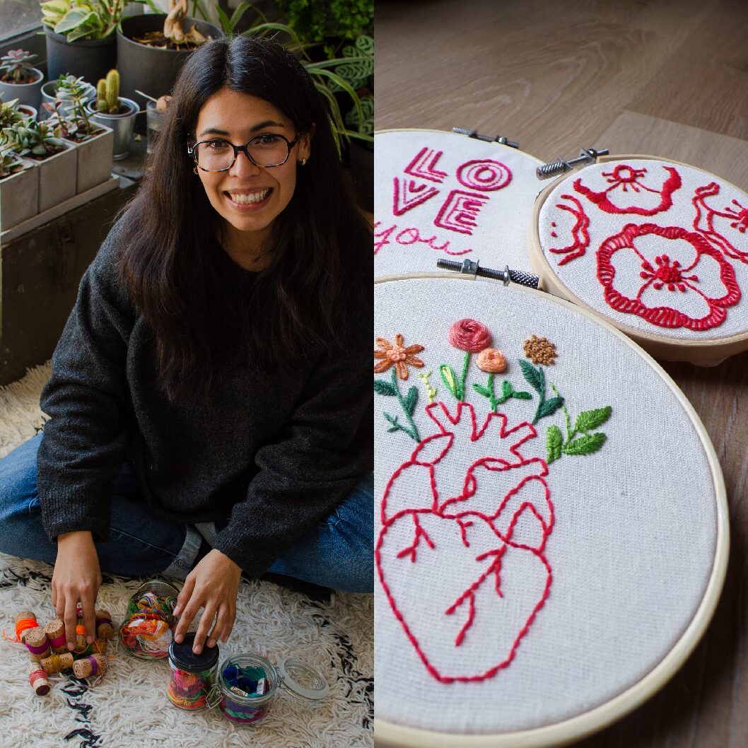 STAGE DE BRODERIE PARENT/ENFANT "FLEURS POUR MAMAN" À LA GUINGUETTE DU PEYRAT avec Gisela
